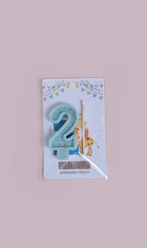 Bišu vaska Ciparu svece "2" tortēm un kūkām ar apsveikuma kartīti